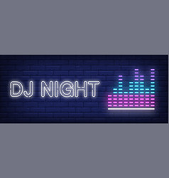 Dj Night Neon Text With Equalizer