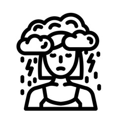 Unhappy Person Stress Headache Line Icon