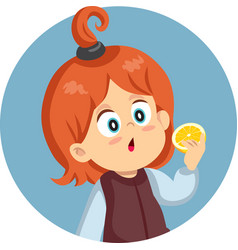 Curious Toddler Holding A Lemon Cartoon