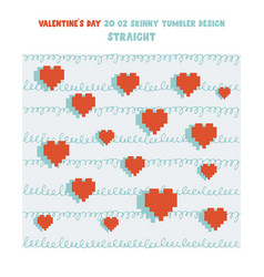 Tumbler Wrap Design With Red Hearts On Blue