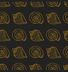 Seamless Pattern With Yellow Sea Shells On Black