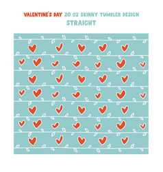 Tumbler Wrap Design With Red Hearts On Blue