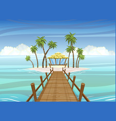 Idealistic Tropical Island Wooden Bridge