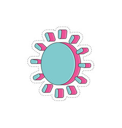 Isolated Colored Groovy Sun Sticker Icon