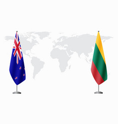 New Zealand And Lithuania Flags For Official