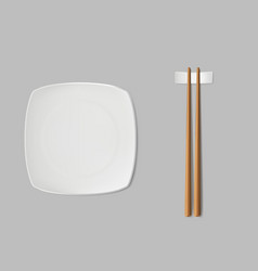 Square Sushi Plate And Chopsticks Realistic