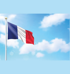 Waving Flag Of France On Sky Background Template