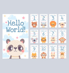 Baby Month Cards With Animals Monthly Milestone