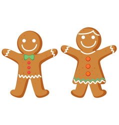 Cute Gingerbread Couple On White Background