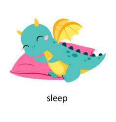 Funny Dragon Character Sleeping On Pillow