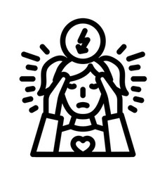 Girl Kid Stress Headache Line Icon