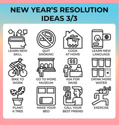 New Year39s Resolution Ideas Icon Set