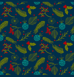 Seamless Winter Christmas Pattern With Branches