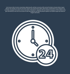 Blue Line Clock 24 Hours Icon Isolated On