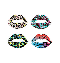 Lips With Leopard Texture Grunge Wallpaper