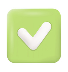 White Checkmark On Green Button 3d Icon