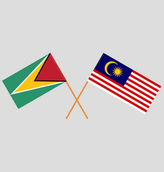 Crossed Flags Of Guyana And Malaysia Official