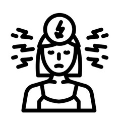 Woman Stress Headache Line Icon