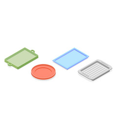 3d Isometric Flat Set Of Empty Serving