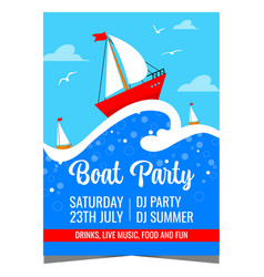 Boat Party Poster For Summer Vacation Or Holiday