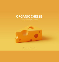 3d Cheese Put On Yellow Background Food And Daily