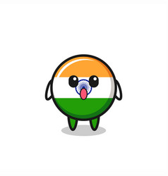 Amazed Expression Of The India Flag Cartoon