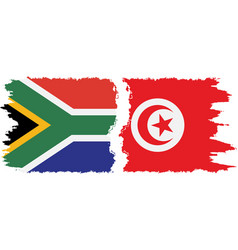 Tunisia And South Africa Grunge Flags Connection