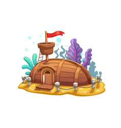 Cartoon Underwater Sunken Boat Fairy House