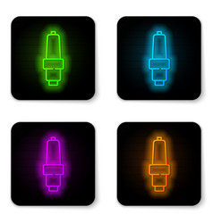 Glowing Neon Line Car Spark Plug Icon Isolated