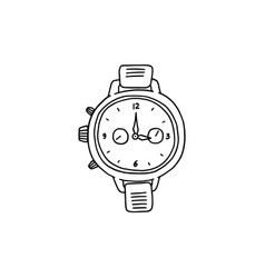 Men Wrist Watch Cartoon Hand Drawn Icon Doodle