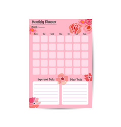 Cute Printable Monthly Planner With Flower