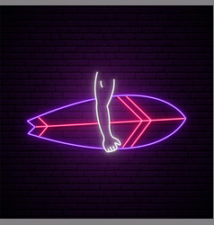 Neon Surfboard Sign Glowing Surf Emblem