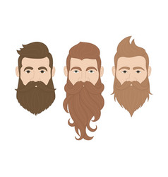 Set Of Brutal Bearded Male Heads