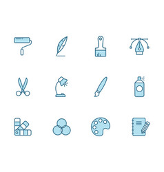 Art Tools Line Icons In Two Colors