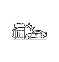 Drunk Diver Road Collision Crash Thin Line Icon