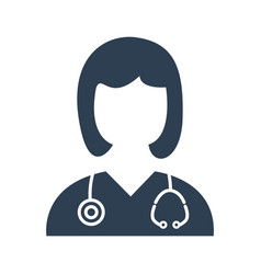 Female Doctor Icon Flat Style Isolated On White