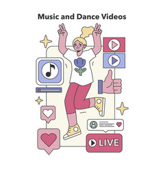 Music And Dance Videos Concept Flat