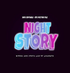 Night Story Editable Text Effect Emboss Neon Style