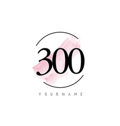 Number 300 Watercolor Stroke Logo Design