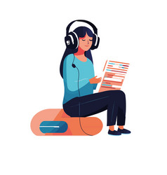 Young Adult Sitting Reading And Listening To