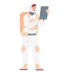 Spaceman With Tablet Futuristic Space Engineer