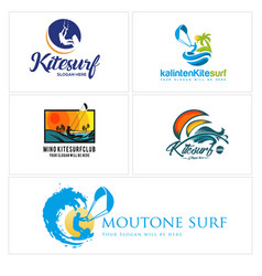 A Set Of Kiteboarding Sport Beach Logo Design