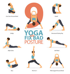 Infographic yoga poses to relieve lower back pain Vector Image