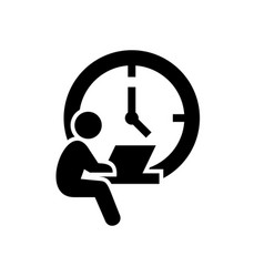 Clock And Working Employee Simple Icon