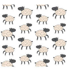 Seamless Pattern Colored Running Sheep