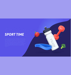 Banner Template With Sports 3d Elements A Bottle