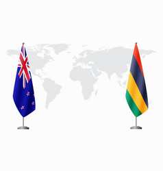 New Zealand And Mauritius Flags For Official