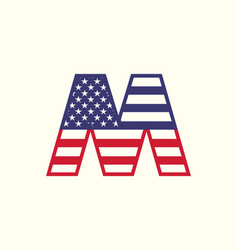 Usa Letter M Capital American Flag Logo