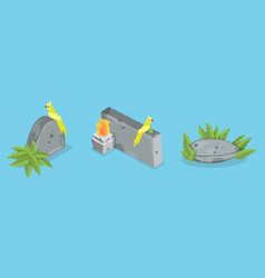 3d Isometric Flat Set Of Jungle Stone Signs