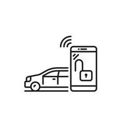 Car Key In Smartphone Smart Lock Application Icon